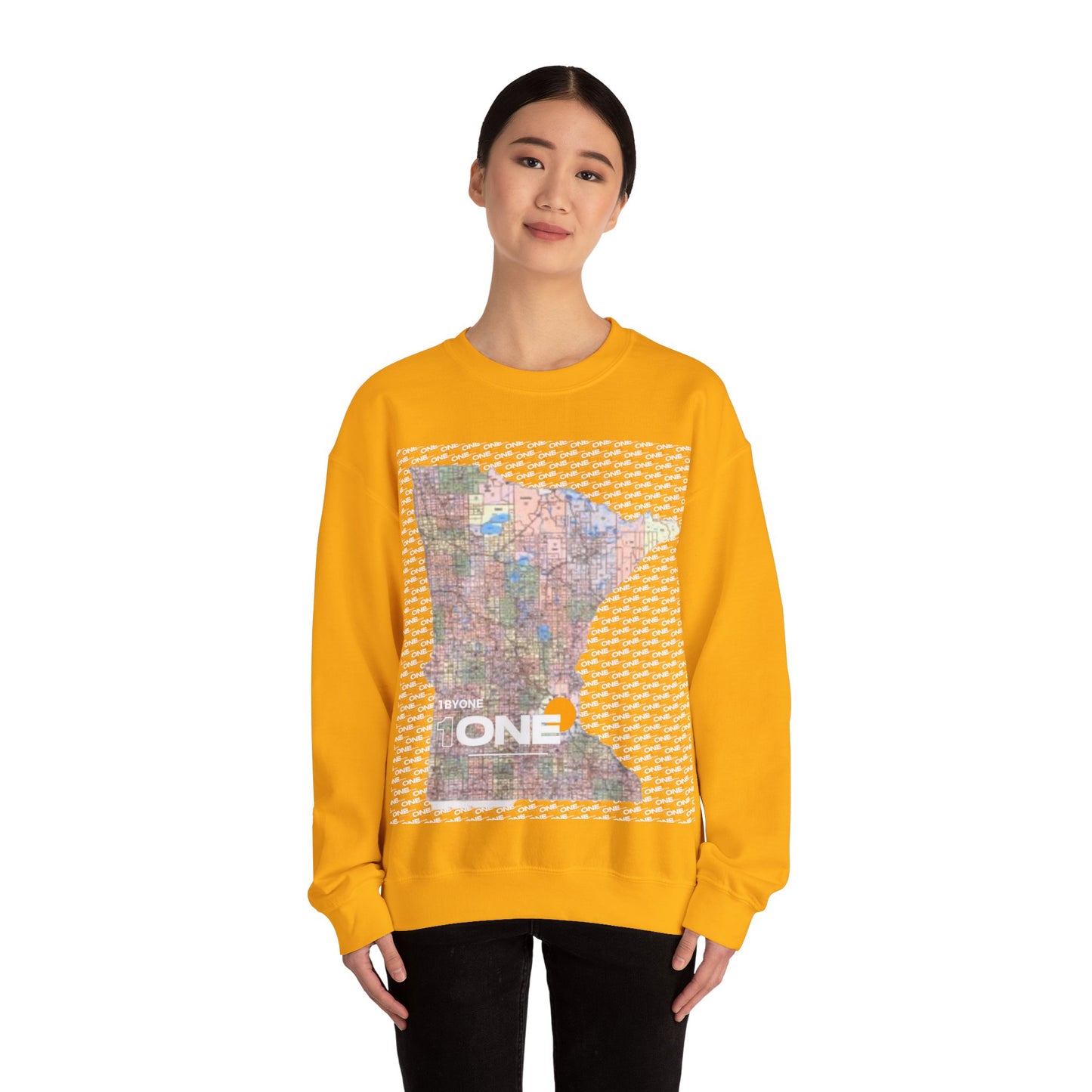 1One 1ByOne 1 By One Minnesota Map Sweatshirt Retro State Pride Design, Premium Streetwear Unique Gift Idea for Travelers and Locals