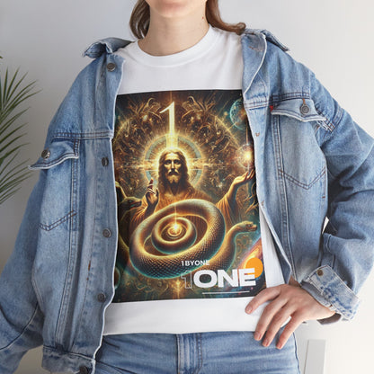 1 By One 1ByOne Delivery 1-2 Days  Cosmic Snake Jesus Design TShirt Bold Spiritual Art Unique Fashion Cosmic Enthusiasts Premium Cotton High Quality Apparel Shop Online”