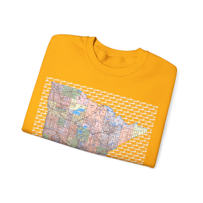 1One Minnesota Map Sweatshirt Retro State Pride Design, Premium Streetwear Unique Gift Idea for Travelers and Locals