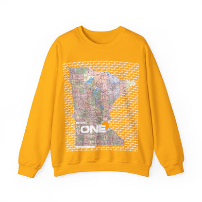 1One 1ByOne 1 By One Minnesota Map Sweatshirt Retro State Pride Design, Premium Streetwear Unique Gift Idea for Travelers and Locals