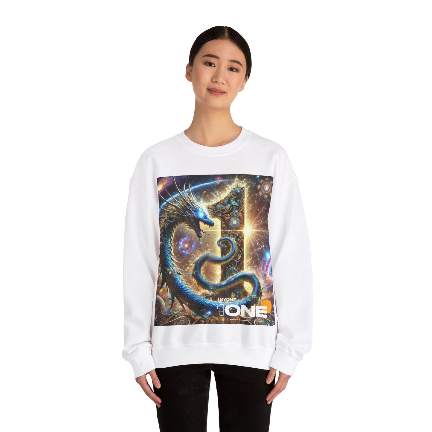 1ByOne Cosmic Dragon SweatShirt – Bold Space Fantasy Design, Premium Graphic Tee for Gamers, Sci-Fi Lovers, & Fantasy Enthusiasts