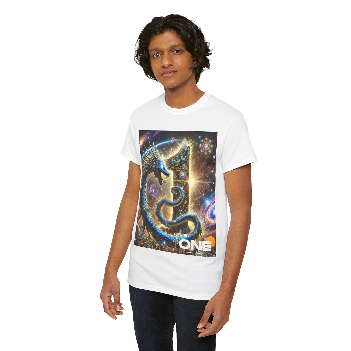 1ByOne Cosmic Dragon T-Shirt – Bold Space Fantasy Design, Premium Graphic Tee for Gamers, Sci-Fi Lovers, & Fantasy Enthusiast 1 By One 1ByOne T Shirt Express Delivery 1-2 Days