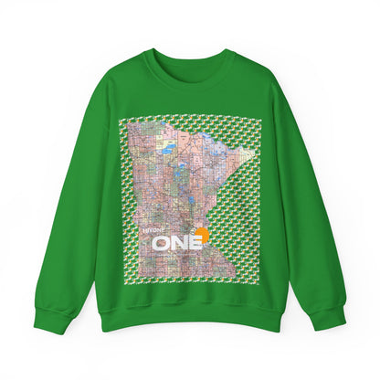 1One Minnesota Map Sweatshirt Retro State Pride Design, Premium Streetwear Unique Gift Idea for Travelers and Locals