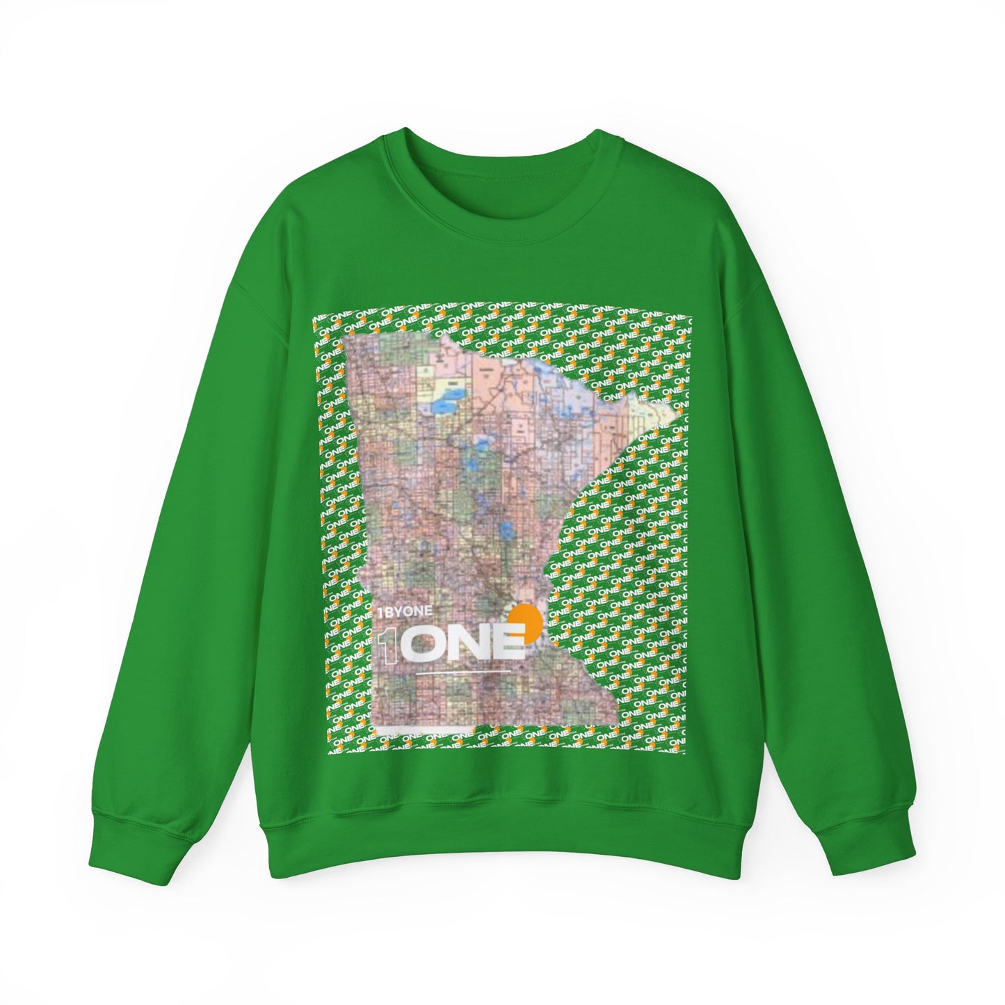 1One 1ByOne 1 By One Minnesota Map Sweatshirt Retro State Pride Design, Premium Streetwear Unique Gift Idea for Travelers and Locals