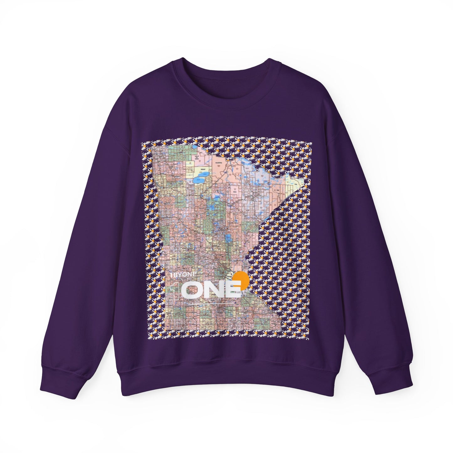 1One Minnesota Map Sweatshirt Retro State Pride Design, Premium Streetwear Unique Gift Idea for Travelers and Locals