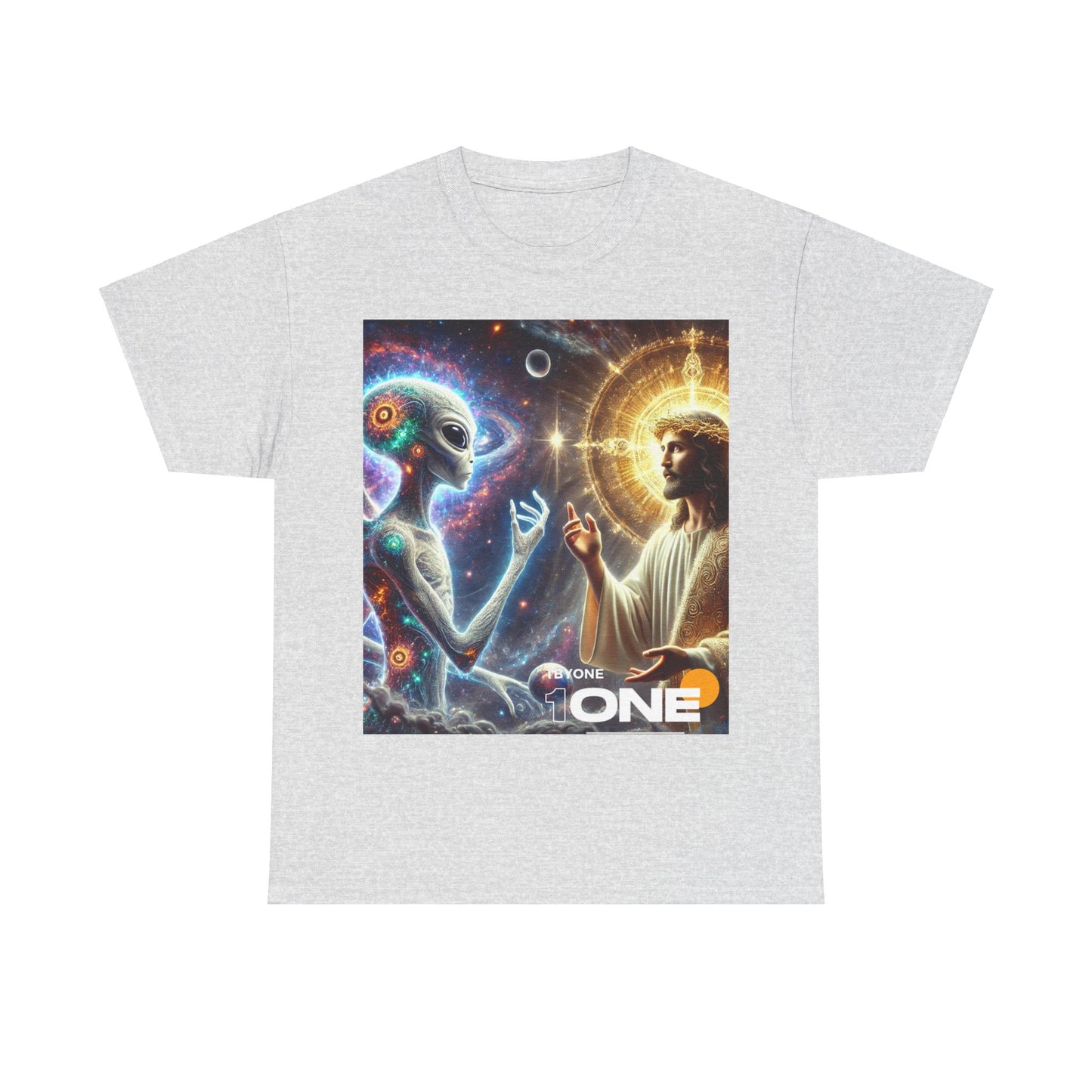 1ByOne 1 By One cosmic Alien Jesus Design TShirt Bold Spiritual Art Unique Fashion Cosmic Enthusiasts Premium Cotton High Quality Apparel Shop Online”