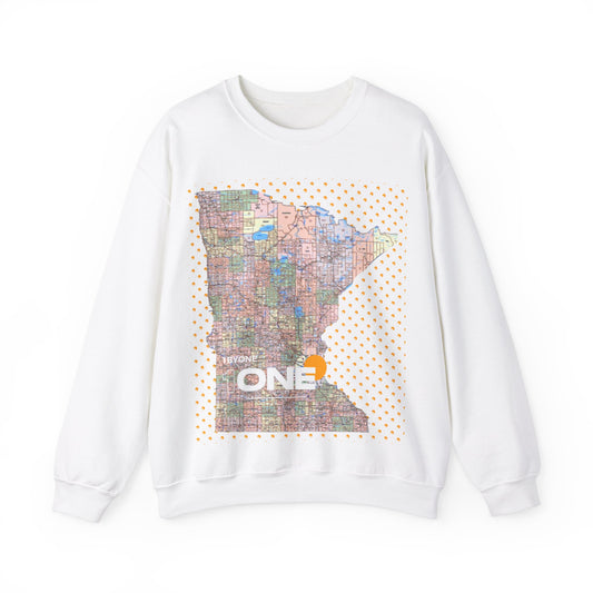 1One Minnesota Map Sweatshirt Retro State Pride Design, Premium Streetwear Unique Gift Idea for Travelers and Locals