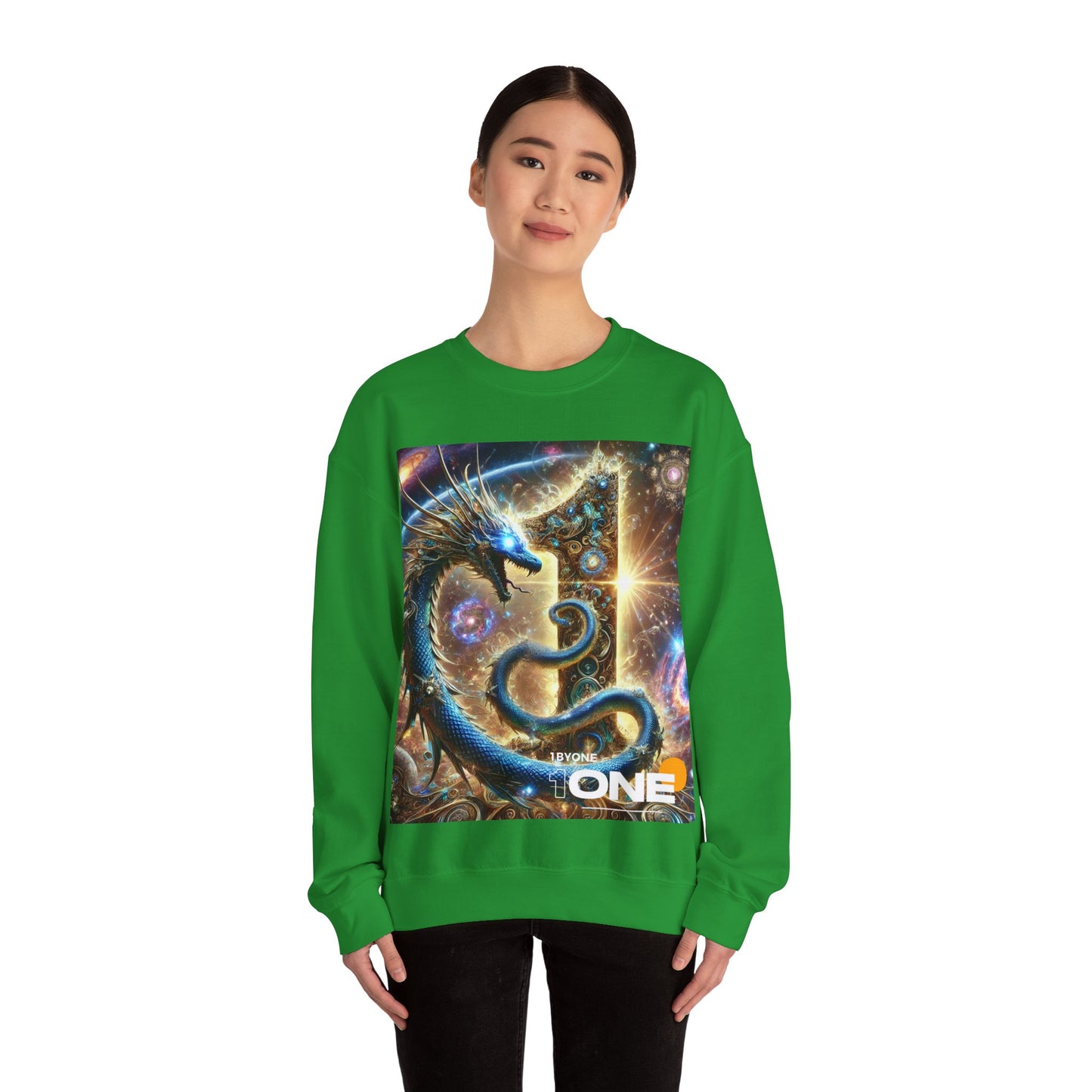 1ByOne Cosmic Dragon SweatShirt – Bold Space Fantasy Design, Premium Graphic Tee for Gamers, Sci-Fi Lovers, & Fantasy Enthusiasts