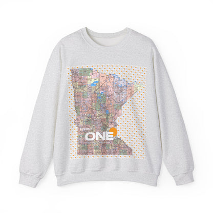 1One Minnesota Map Sweatshirt Retro State Pride Design, Premium Streetwear Unique Gift Idea for Travelers and Locals