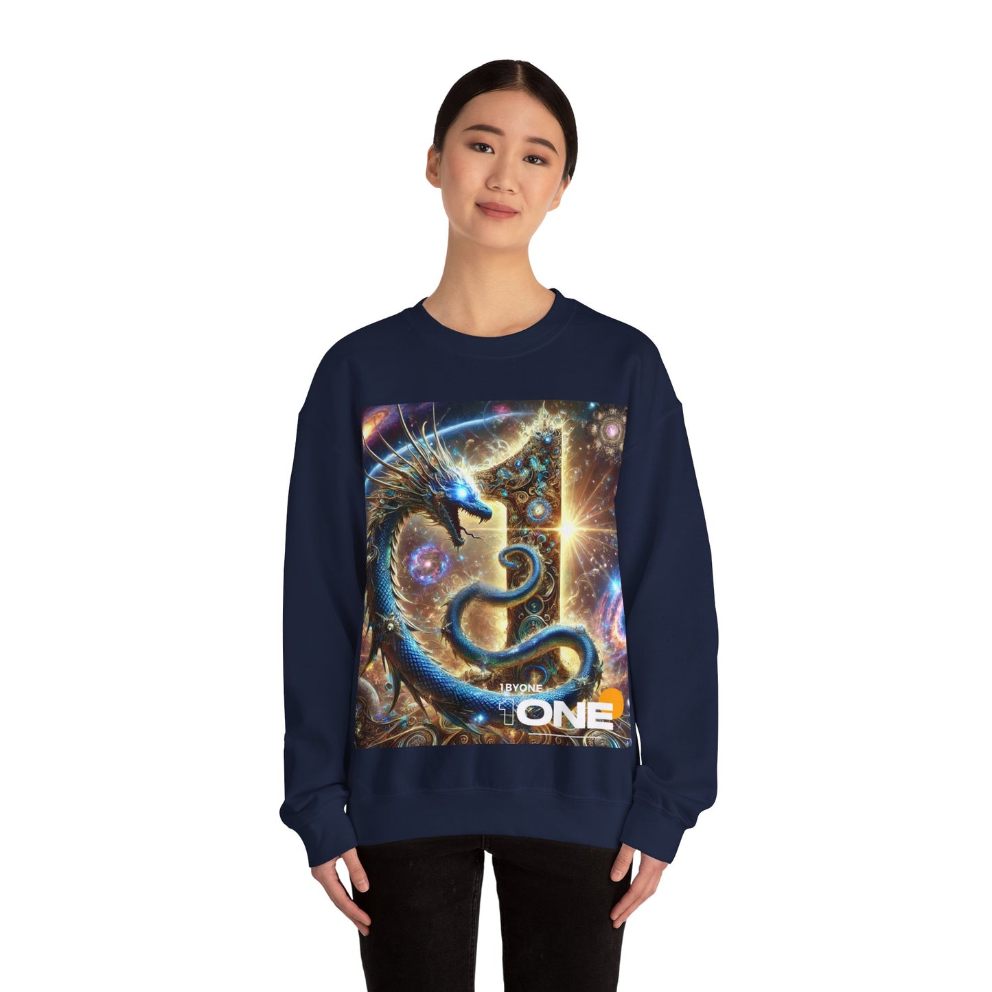 1ByOne Cosmic Dragon SweatShirt – Bold Space Fantasy Design, Premium Graphic Tee for Gamers, Sci-Fi Lovers, & Fantasy Enthusiasts