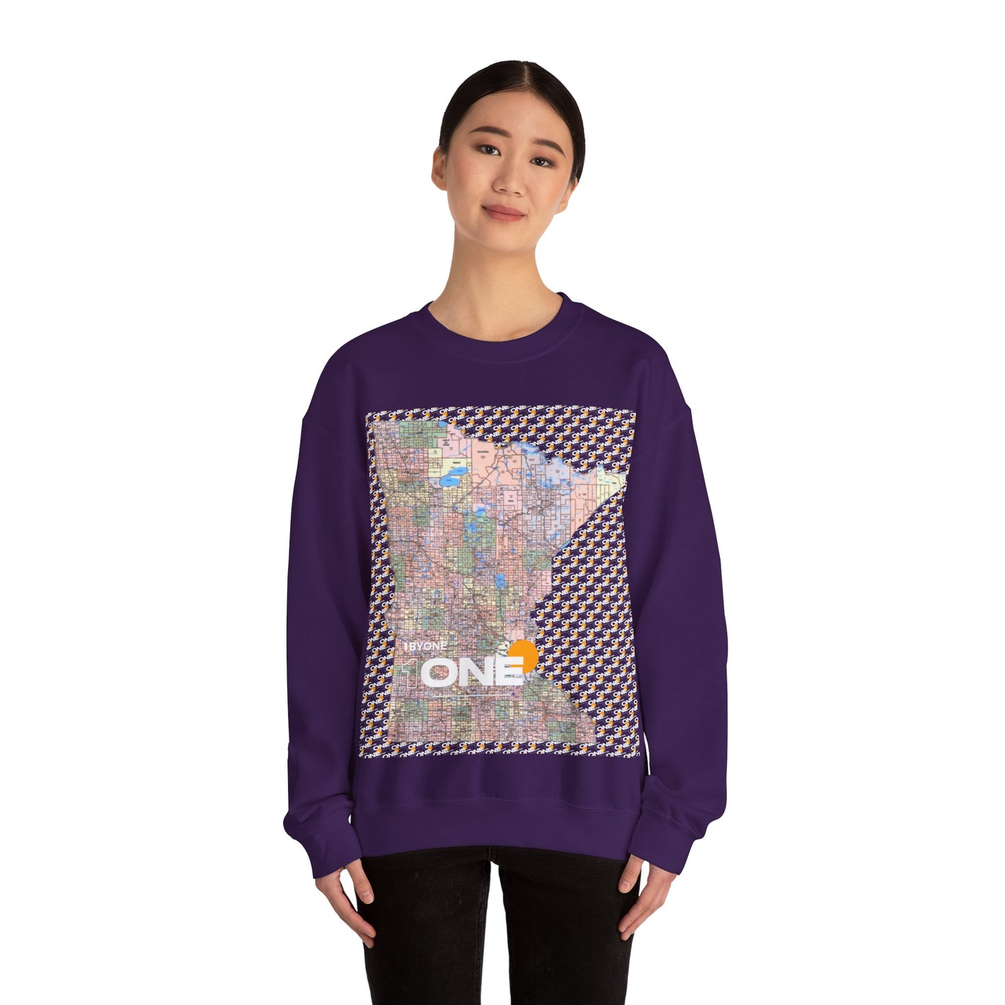 1One Minnesota Map Sweatshirt Retro State Pride Design, Premium Streetwear Unique Gift Idea for Travelers and Locals