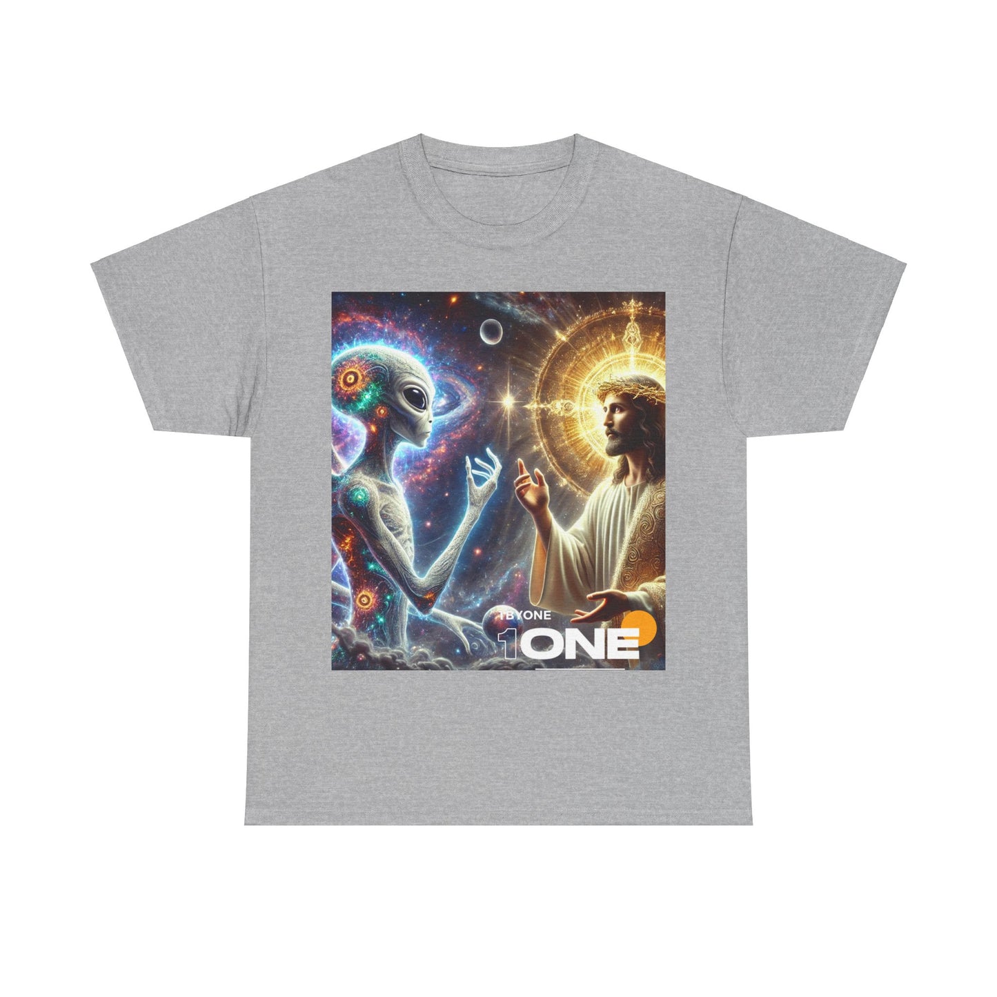 1ByOne 1 By One cosmic Alien Jesus Design TShirt Bold Spiritual Art Unique Fashion Cosmic Enthusiasts Premium Cotton High Quality Apparel Shop Online”