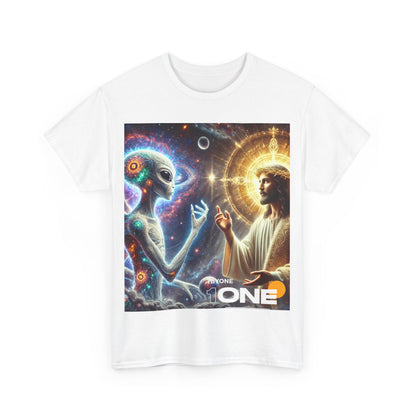 1ByOne 1 By One cosmic Alien Jesus Design TShirt Bold Spiritual Art Unique Fashion Cosmic Enthusiasts Premium Cotton High Quality Apparel Shop Online”