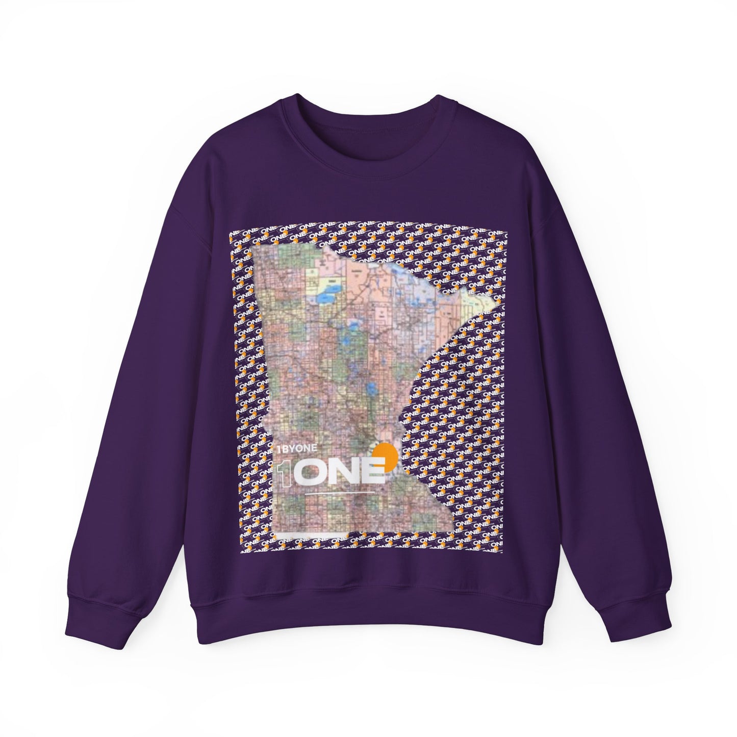 1One 1ByOne 1 By One Minnesota Map Sweatshirt Retro State Pride Design, Premium Streetwear Unique Gift Idea for Travelers and Locals