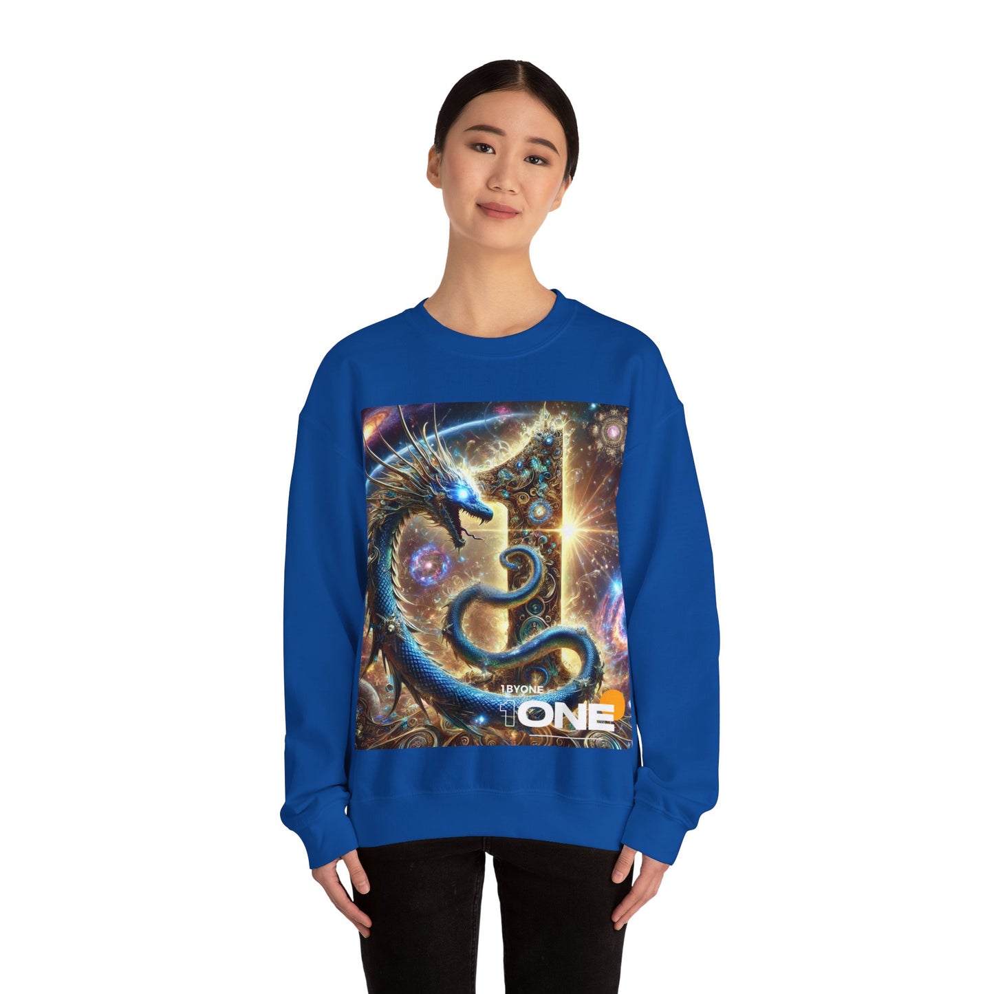 1ByOne Cosmic Dragon SweatShirt – Bold Space Fantasy Design, Premium Graphic Tee for Gamers, Sci-Fi Lovers, & Fantasy Enthusiasts