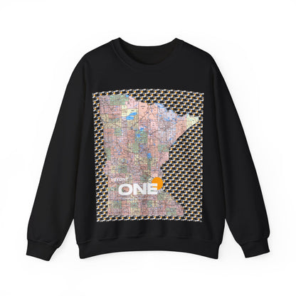 1One Minnesota Map Sweatshirt Retro State Pride Design, Premium Streetwear Unique Gift Idea for Travelers and Locals