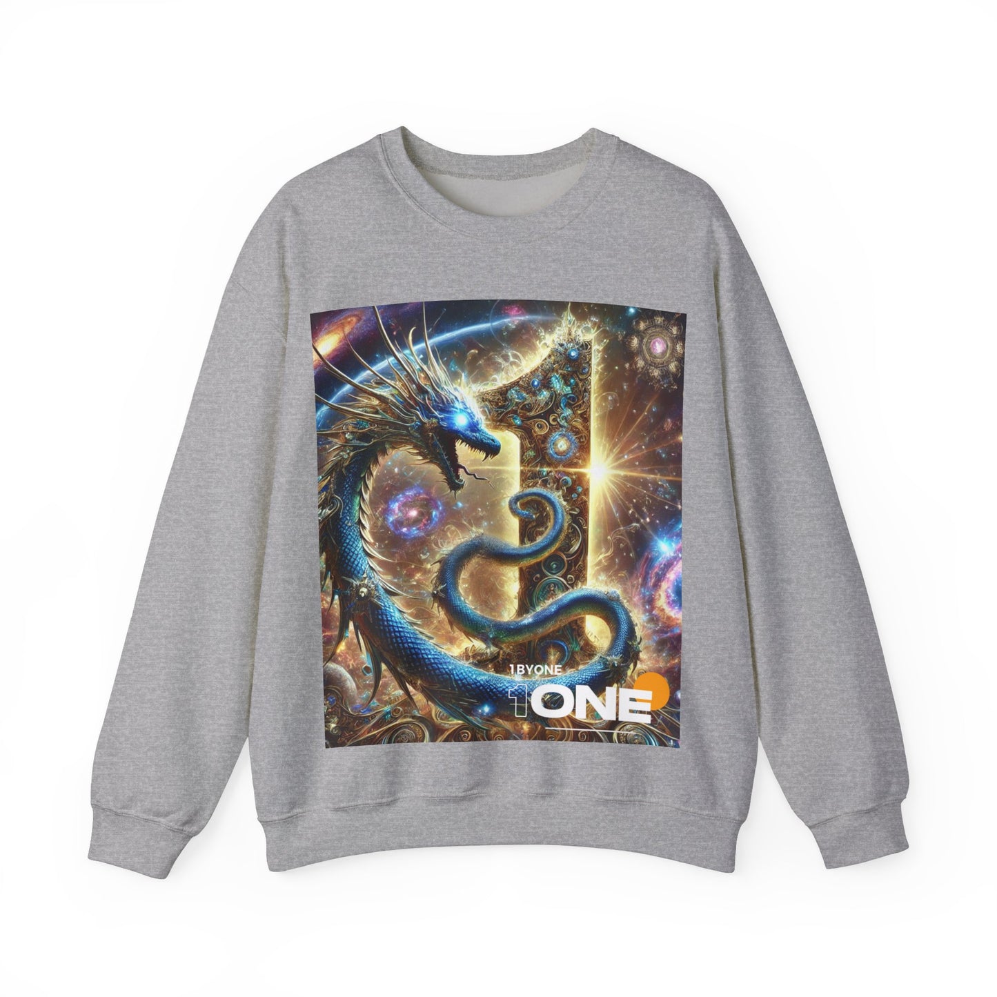 1ByOne Cosmic Dragon SweatShirt – Bold Space Fantasy Design, Premium Graphic Tee for Gamers, Sci-Fi Lovers, & Fantasy Enthusiasts