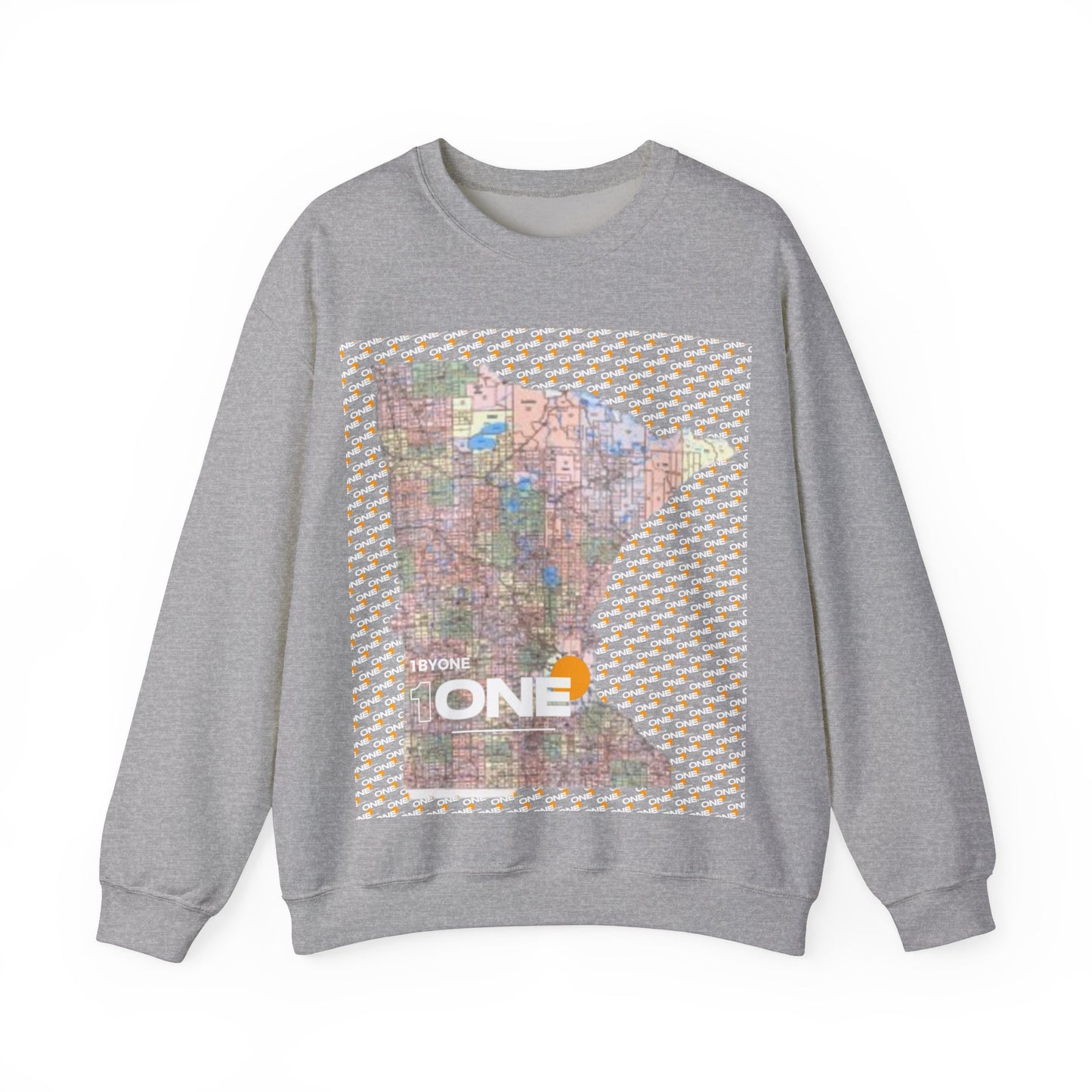 1One 1ByOne 1 By One Minnesota Map Sweatshirt Retro State Pride Design, Premium Streetwear Unique Gift Idea for Travelers and Locals