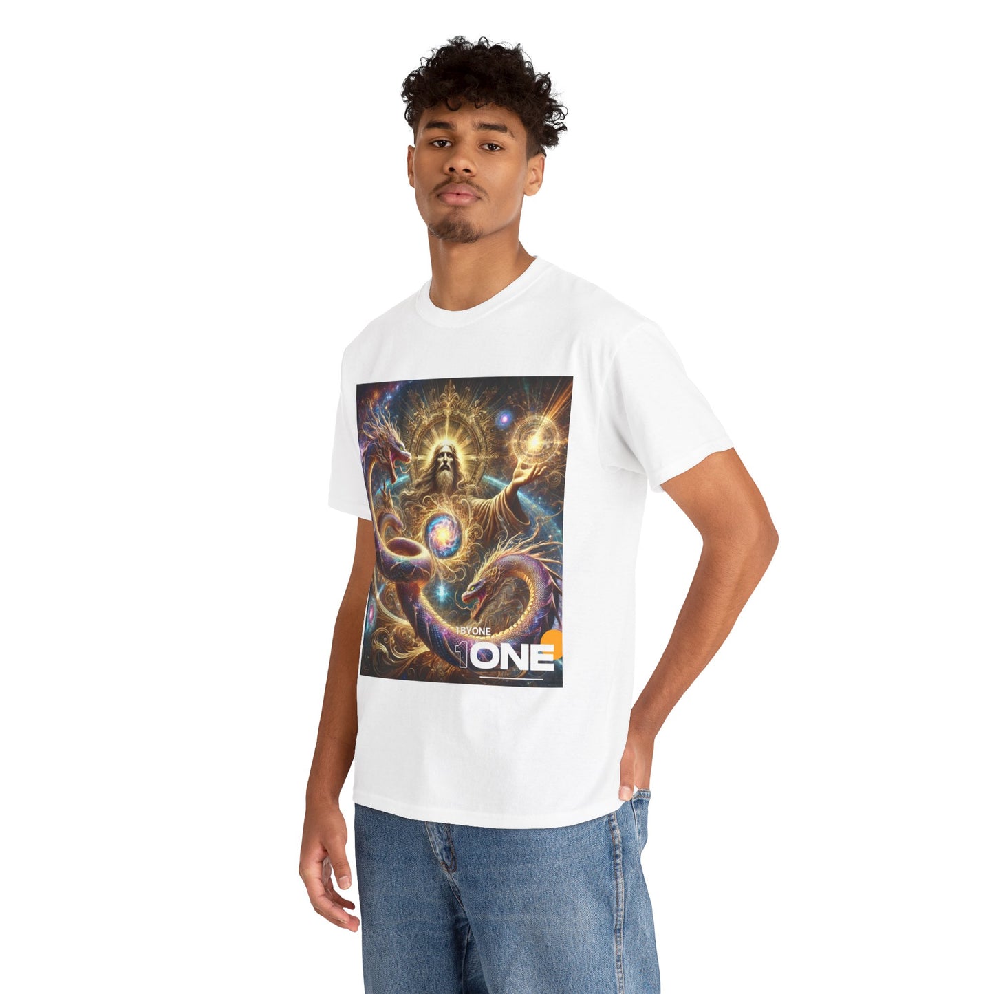 1One T Shirt “Cosmic Snake Jesus Design TShirt Bold Spiritual Art Unique Fashion Cosmic Enthusiasts Premium Cotton High Quality Apparel Shop Online”