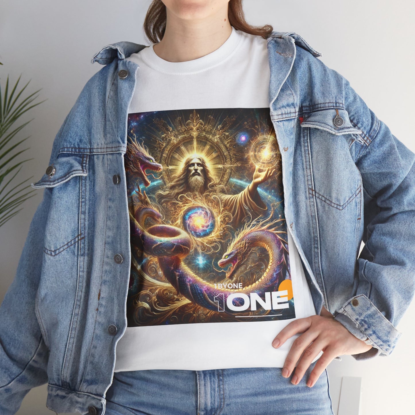 1One T Shirt “Cosmic Snake Jesus Design TShirt Bold Spiritual Art Unique Fashion Cosmic Enthusiasts Premium Cotton High Quality Apparel Shop Online”