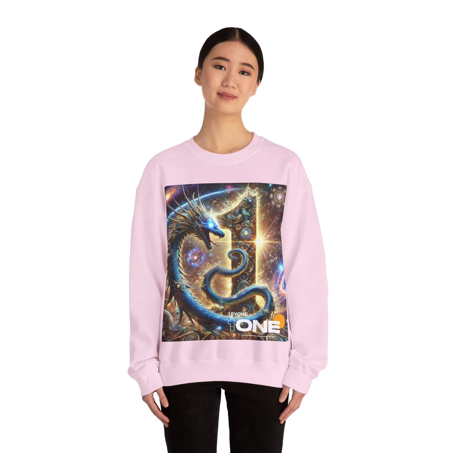 1ByOne Cosmic Dragon SweatShirt – Bold Space Fantasy Design, Premium Graphic Tee for Gamers, Sci-Fi Lovers, & Fantasy Enthusiasts