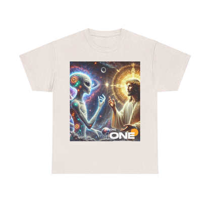 1ByOne 1 By One cosmic Alien Jesus Design TShirt Bold Spiritual Art Unique Fashion Cosmic Enthusiasts Premium Cotton High Quality Apparel Shop Online”