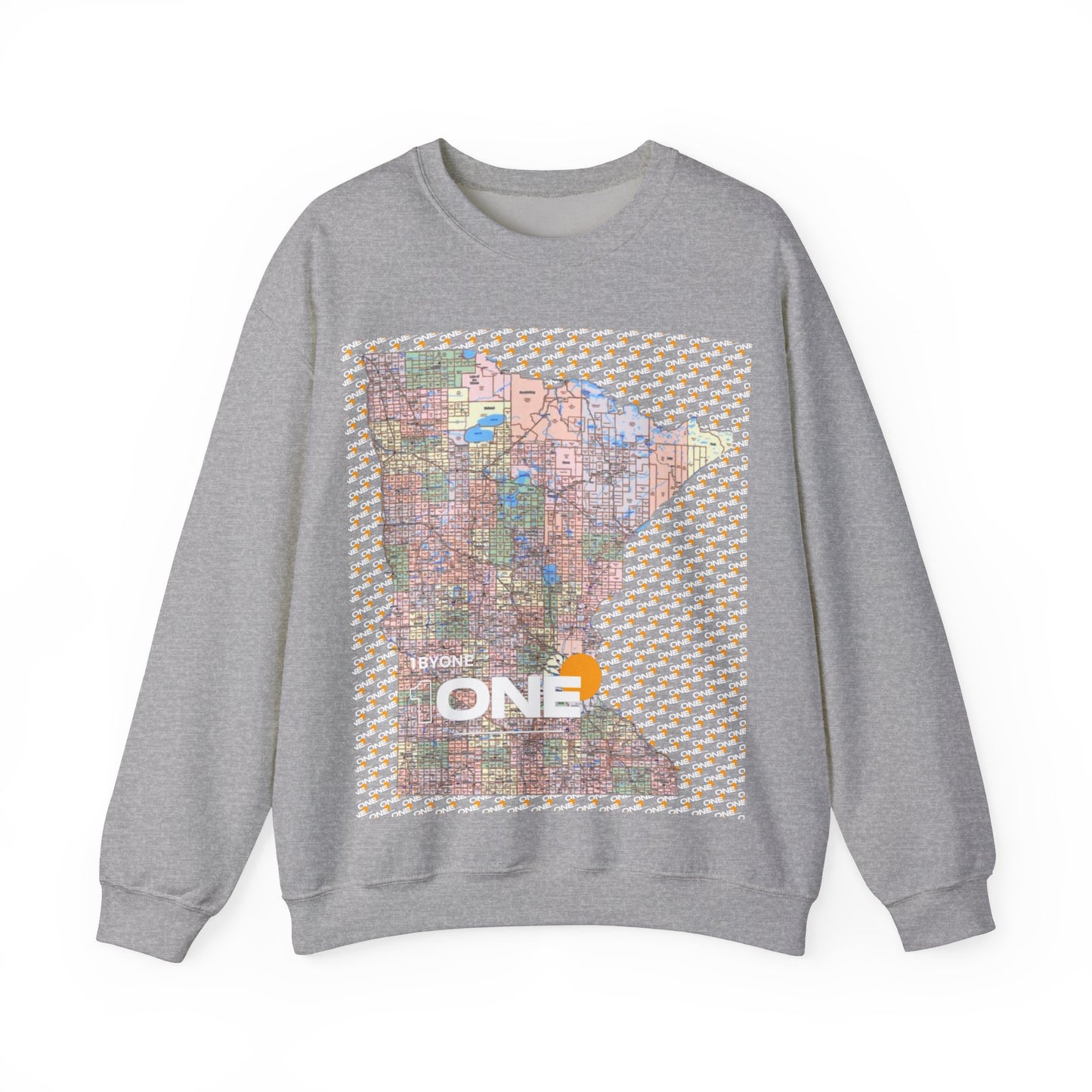 1One Minnesota Map Sweatshirt Retro State Pride Design, Premium Streetwear Unique Gift Idea for Travelers and Locals