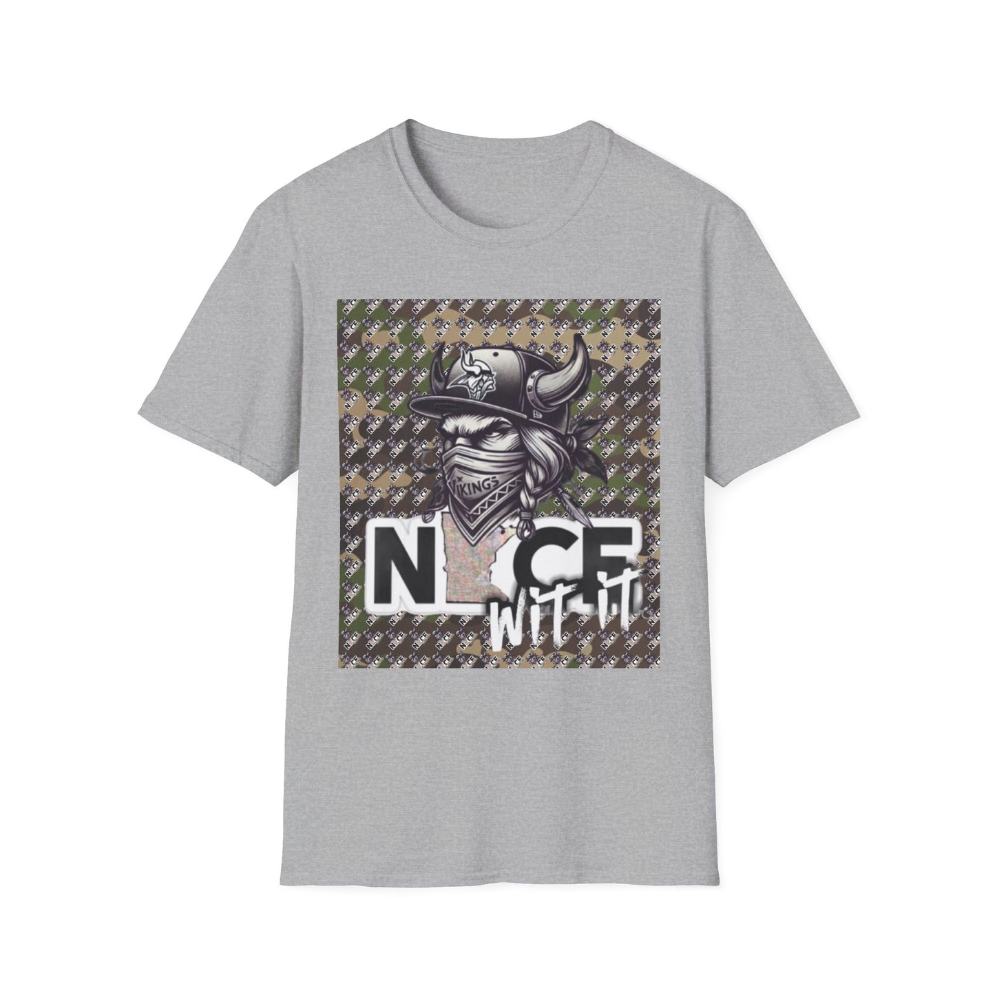 Camo T-Shirt - Trendy Mn Nice Wit It Minnesota Viking Masked Up Design