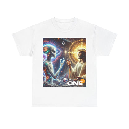 1ByOne 1 By One cosmic Alien Jesus Design TShirt Bold Spiritual Art Unique Fashion Cosmic Enthusiasts Premium Cotton High Quality Apparel Shop Online”