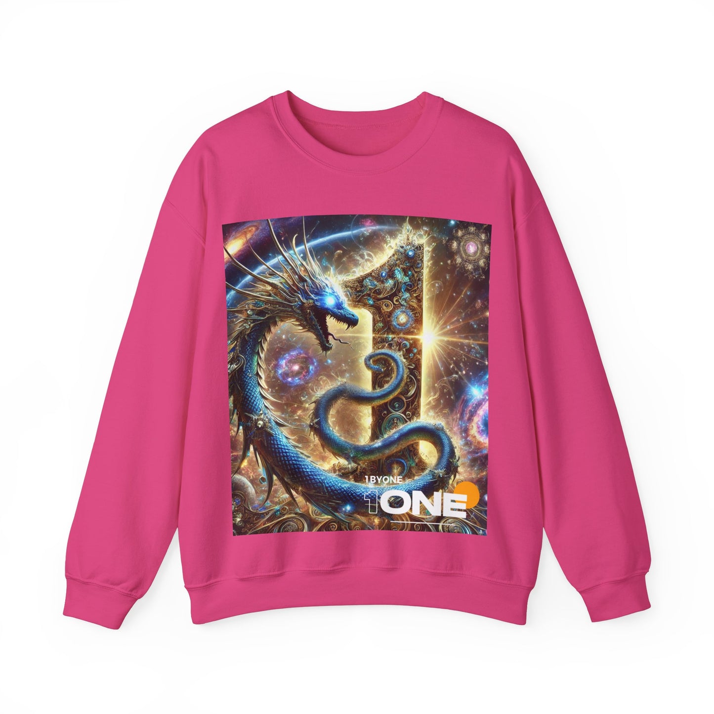 1ByOne Cosmic Dragon SweatShirt – Bold Space Fantasy Design, Premium Graphic Tee for Gamers, Sci-Fi Lovers, & Fantasy Enthusiasts