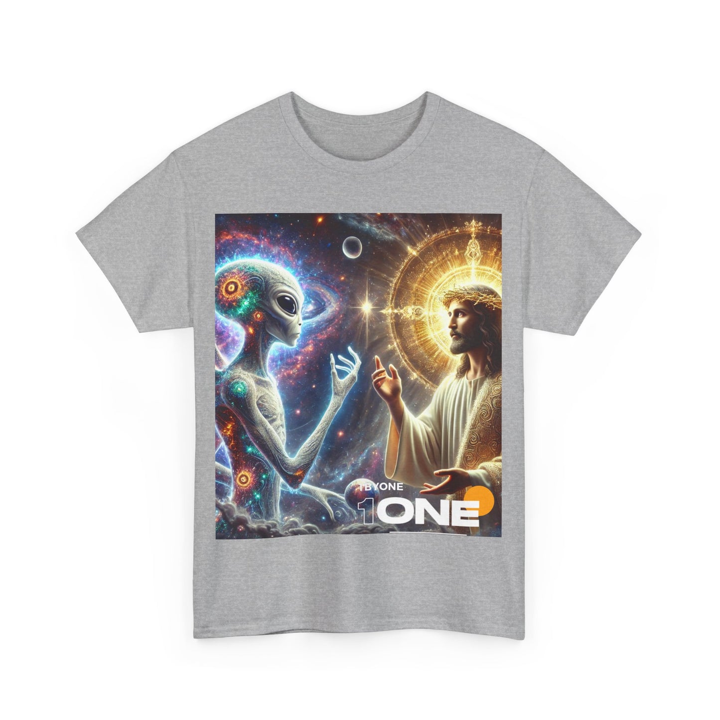 1ByOne 1 By One cosmic Alien Jesus Design TShirt Bold Spiritual Art Unique Fashion Cosmic Enthusiasts Premium Cotton High Quality Apparel Shop Online”