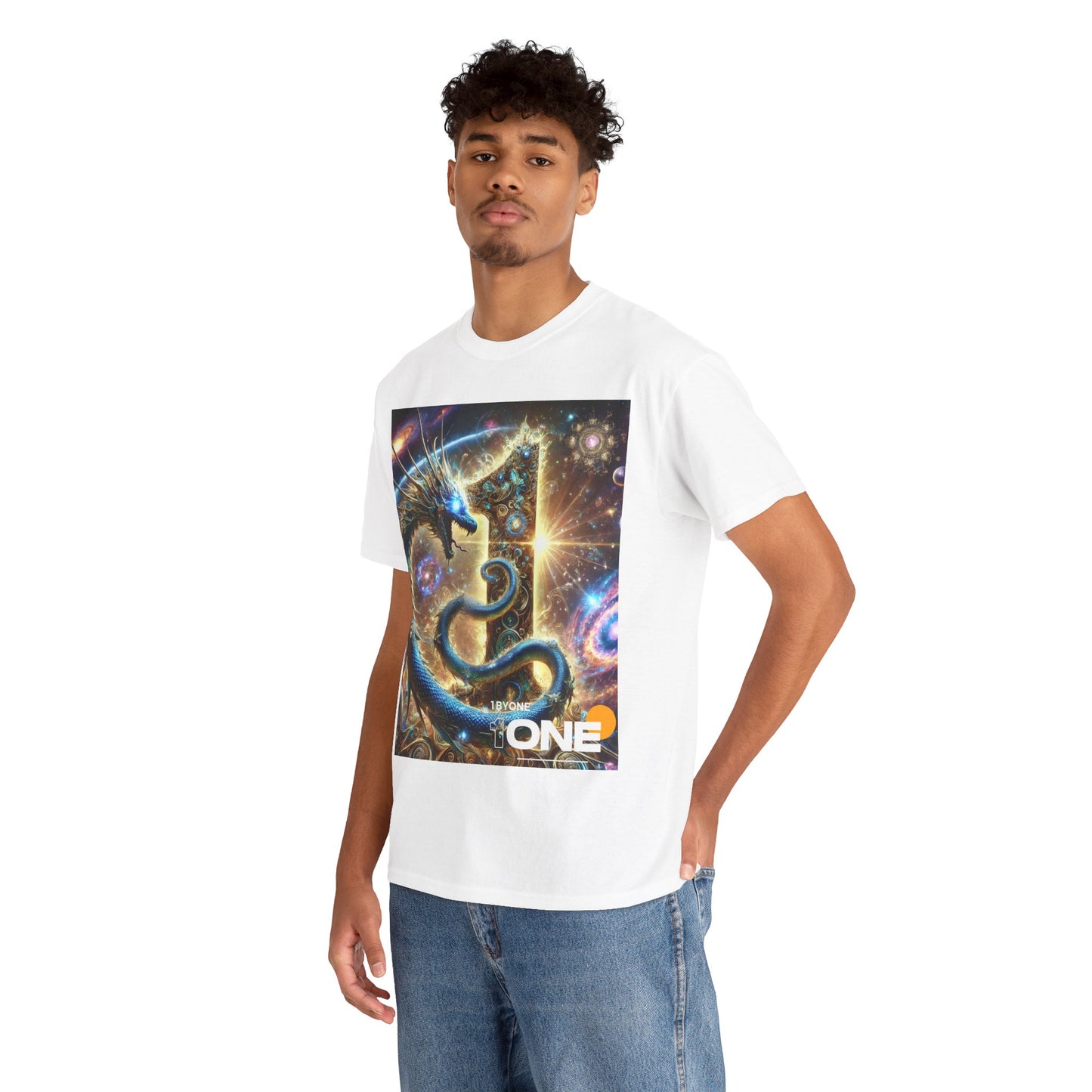 1ByOne Cosmic Dragon T-Shirt – Bold Space Fantasy Design, Premium Graphic Tee for Gamers, Sci-Fi Lovers, & Fantasy Enthusiast 1 By One 1ByOne T Shirt Express Delivery 1-2 Days