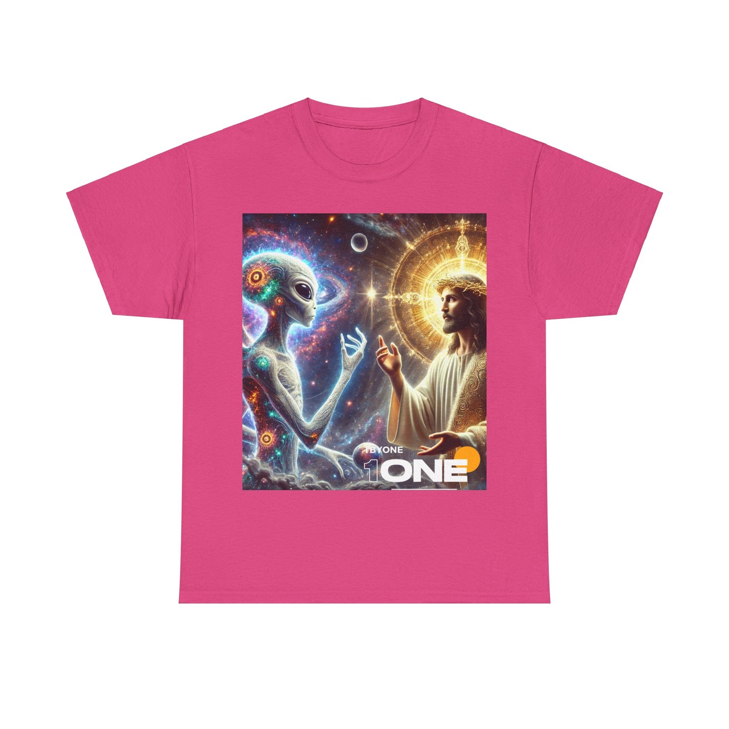 1ByOne 1 By One cosmic Alien Jesus Design TShirt Bold Spiritual Art Unique Fashion Cosmic Enthusiasts Premium Cotton High Quality Apparel Shop Online”