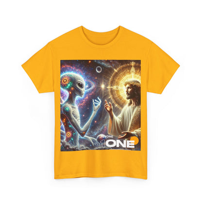 1ByOne 1 By One cosmic Alien Jesus Design TShirt Bold Spiritual Art Unique Fashion Cosmic Enthusiasts Premium Cotton High Quality Apparel Shop Online”