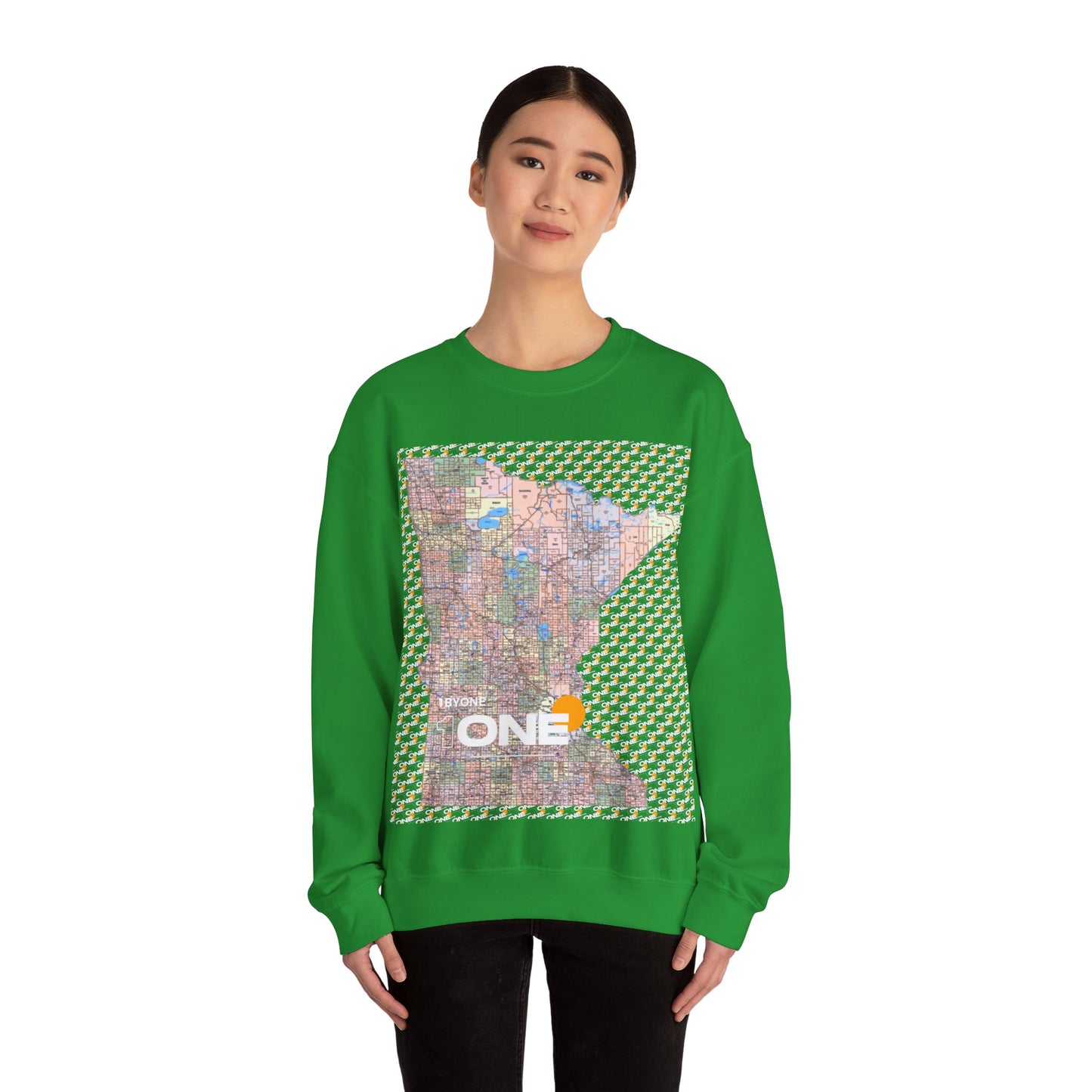 1One Minnesota Map Sweatshirt Retro State Pride Design, Premium Streetwear Unique Gift Idea for Travelers and Locals