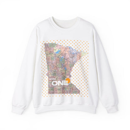 1One 1ByOne 1 By One Minnesota Map Sweatshirt Retro State Pride Design, Premium Streetwear Unique Gift Idea for Travelers and Locals