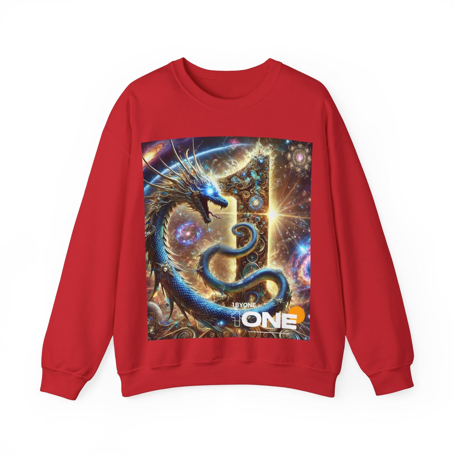 1ByOne Cosmic Dragon SweatShirt – Bold Space Fantasy Design, Premium Graphic Tee for Gamers, Sci-Fi Lovers, & Fantasy Enthusiasts