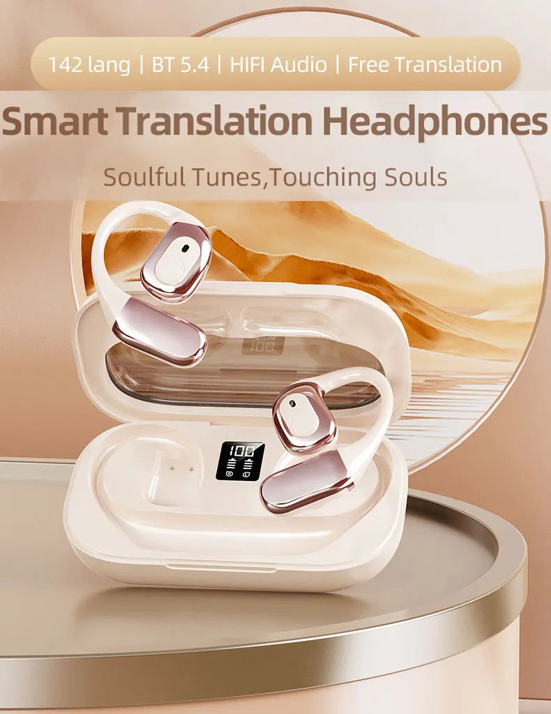 Earbuds Intelligent Translator Device Online 142 Languages Real Time AI Smart Voice Chatgpt Translation offline For Travel Korea