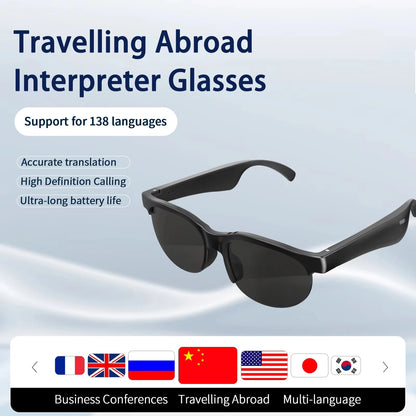 Smart Translation Glasses Bluetooth Earphones Intelligent Call Music Universal Open Sound System Outdoor Running Cycling